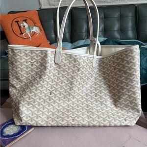Goyard Beige and White Tote